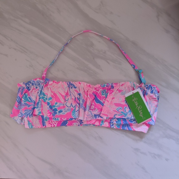 Lilly Pulitzer salsa ruffle bandeau bikini - Picture 2 of 5